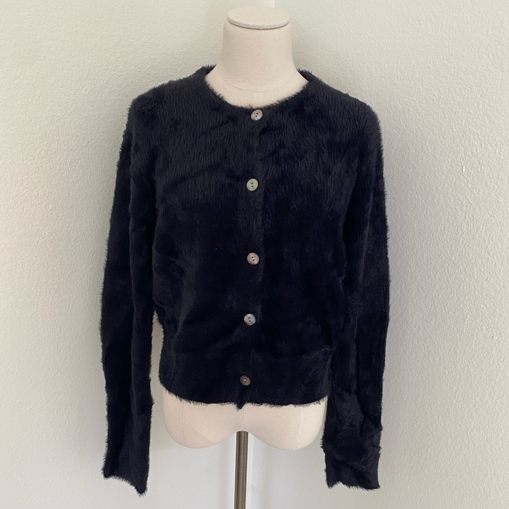 Vince Mother-of-Pearl Eyelash Knit Cardigan - L